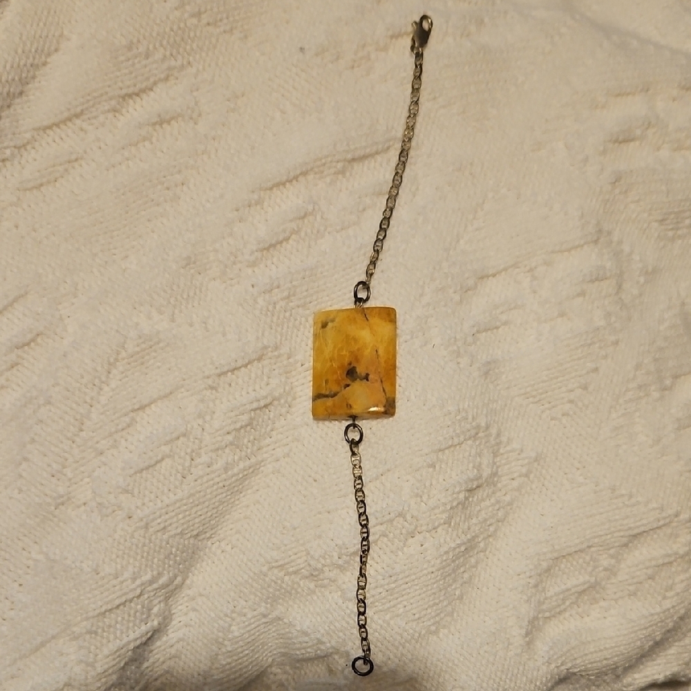 Gold Chain Bracelet with Yellow Stone